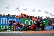 Scuderia Ferrari's Lewis Hamilton crashes during the Dutch GP. Source: Getty